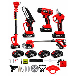 Eisenn 5 Lİ Set Red Kömürsüz Motor 4 Adet Super Akülü Bağ Makası+dal Budama Teleskop Tırpan Hava Üfleme