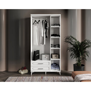 Guneystore Gözde Aynalı, 3 Kapaklı Komple Mdf Beyaz Gardırop