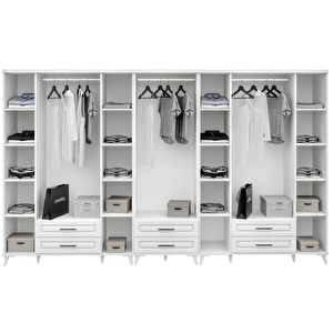 Komple Mdf Gözde 10 Kapaklı Beyaz Gardırop