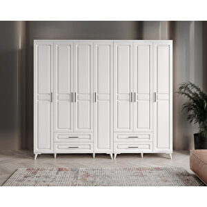 Komple Mdf Gözde 7 Kapaklı Beyaz Gardırop