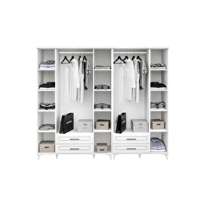Komple Mdf Gözde 7 Kapaklı Beyaz Gardırop