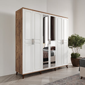 Komple Mdf Sport 6 Kapaklı Atlantik-çam-beyaz Yatak Odası Takımı