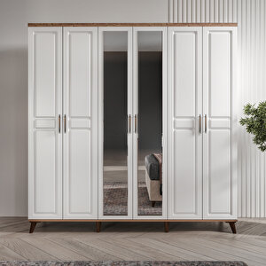 Komple Mdf Sport 6 Kapaklı Atlantik-çam-beyaz Yatak Odası Takımı
