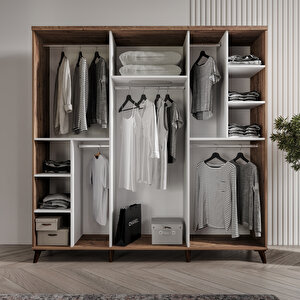 Komple Mdf Sport 6 Kapaklı Atlantik-çam-beyaz Yatak Odası Takımı