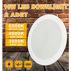 16w Led Downlight 2'li Spot (PL016.11 - 3000K) Sarı Işık