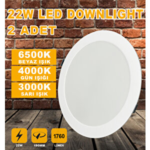 22w Led Downlight 2'li Spot Işık (PL022.11 - 6500K) Beyaz Işık