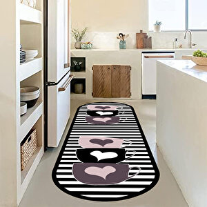 Yıkanabilir Mutfak Halısı, Mutfak Yolluk, Dekoratif Mutfak Halısı, Kaymaz Taban Halı, Oval Halı 100x250 cm