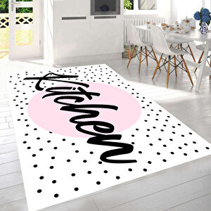 Pembe Renk Mutfak Halısı, Dekoratif Mutfak Halısı , Mutfak Halısı, Yıkanabilir Halı, Leke Tutmaz 80x150 cm