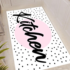 Pembe Renk Mutfak Halısı, Dekoratif Mutfak Halısı , Mutfak Halısı, Yıkanabilir Halı, Leke Tutmaz 80x250 cm