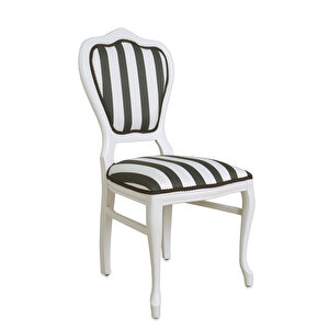 Urla Beyaz - Siyah Ahşap Mutfak Sandalyesi