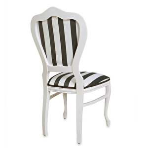 Urla Beyaz - Siyah Ahşap Mutfak Sandalyesi