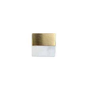 Çap 40x40mm Beyaz/mat Sarı Düğme Kulp / Doğal Taş