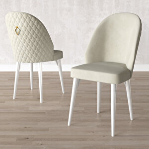 Milas Beyaz Mermer Desen 80x132 Mdf Açılabilir Mutfak Masası Takımı 6 Adet Sandalye
