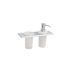 2'li̇ Set - Plain Sivi Sabunluk-di̇ş Firçalik - Krom Renk
