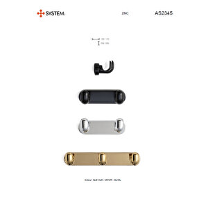 Duvara Monte  Askılık 170 Mm Siyah - Aas2345 0170 Al6-al6