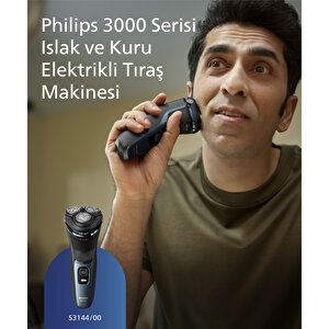 3000 Serisi Tıraş Makinesi S3144/00 Sinekkaydı Tıraş, Islak ve Kuru Kullanım, Hassas Düzeltici