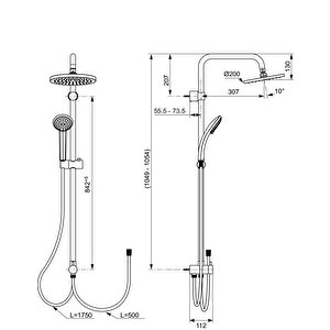 Ideal Standard Idealduo Tepe Duş Sistemi Krom (a6281aa)