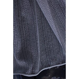 1x2 Pileli Gümüş Renk Modern Ince Çizgili Dokuma Tül Perde