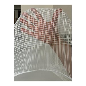 1x3 Sık Pileli Ekru Renk Tarak Rapor Desenli Dokuma Tül Perde
