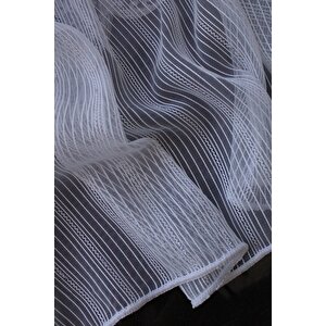Gümüş Mofitli Dokuma Tül Perde Pilesiz 450x220 cm
