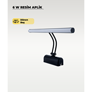 6w Siyah Flüt Aplik 6500k Beyaz Işık