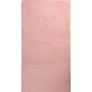 Dekoratif Puffy Peluş Yumuşak Kaymaz Taban Kesme Halı Yolluk Pembe 100x150 cm