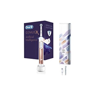 Oral-b Genius X Ai Art Of Brushing Rosegold Şarj Edilebilir Diş Fırçası Seyahat Kabı 456432 (4210201295594)