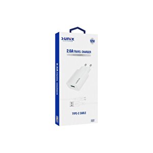 2.6a Usb-a Girişli Type-c Şarj Aleti Seti Beyaz S-27