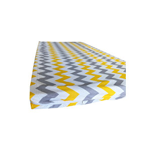 Çocuk Yatağı 60x120x6 Cm Vip Oyun Parkı Sünger Yatak Bebek Yatağı-sari Gri̇ Zi̇kzak