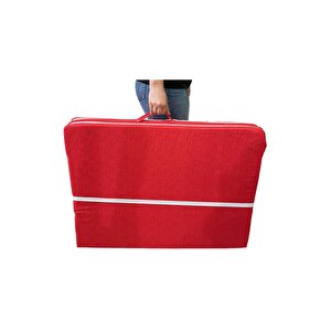 Tek Kişilik Katlanır Yer Yatağı Sünger Yatak Kırmızı Kırçıllı 80x180 Cm-6 Cm