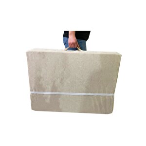 Katlanır Yatak Yer Yatağı Sünger Yatak Tek Kişilik 80x180 Krem Kırçıllı