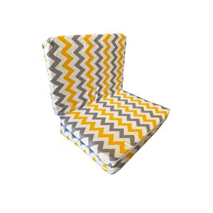 Katlanır Çocuk Yatağı Sünger Yatak Çocuk Oyun Minderi 60x120-4 Cm(sarı Gri Zikzak