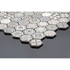 Hexagon Dijital Baskılı Cam Mozaik Fbdj 023