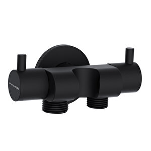 Çift Çıkışlı Çiftli Taharet Musluğu Askılı Siyah Kdc108-b
