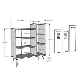 Ceneviz 3 Kapaklı 6 Raflı Ayakkabılık Çok Amaçlı Dolap Meşe