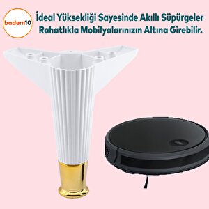 Elista Mobilya Ayağı Sehpa TV Ünitesi Ayakları Yükseltici 15 Cm Beyaz Altın 8 Adet
