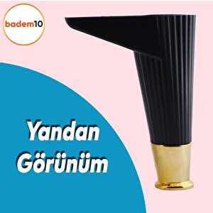 Elista Mobilya Ayağı Sehpa TV Ünitesi Ayakları Yükseltici 15 Cm Siyah Altın 8 Adet