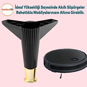 Elista Mobilya Ayağı Sehpa TV Ünitesi Ayakları Yükseltici 15 Cm Siyah Altın 8 Adet