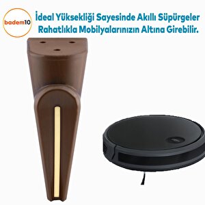 Nota Lüks Mobilya Kanepe Sehpa Tv Ünitesi Koltuk Ayağı 16 Cm Ahşap Desenli Kahverengi Baza Ayak