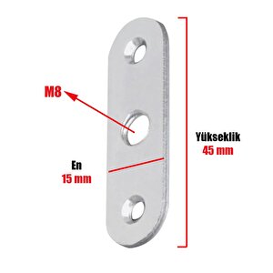 Bingo Ayak Sacı M8 Civatalı Mobilya Dolap Ayağı Bağlantı Aparatı Metal 45x15 Mm (10 Adet)