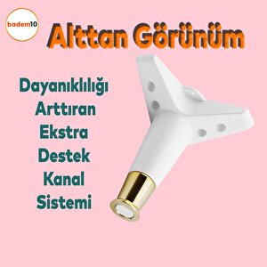 Elista 6'lı Set Mobilya TV Ünitesi Yükseltici M8 Civatalı Destek Ayağı Ayakları 15 Cm Beyaz Altın