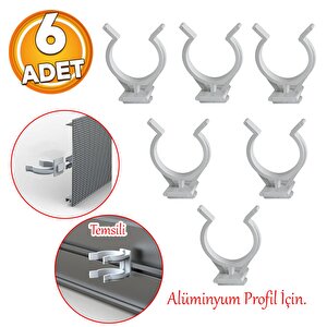 Alüminyum Baza Klipsi Mutfak Dolap Tezgah Alt Kısım Kapatma Klips Mobilya Ayak Tutucu Toka 6 Adet
