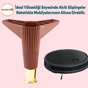 Elista Mobilya Ayağı Sehpa TV Ünitesi Ayakları Yükseltici 15 cm Ceviz Altın 8 Adet