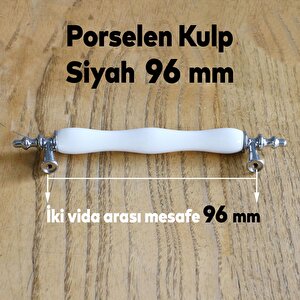 Gül Gerçek Porselen Siyah Beyaz 96 Mm Kulpları Mobilya Mutfak Dolabı Çekmece Dolap Kulpu Kulbu