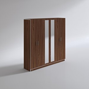 Gardırop 6 Kapaklı Kapılı Anemon 180*180*42 Cvz Aynalı Gardolap Dolap Ceviz