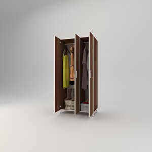 Gardırop 3 Kapaklı Kapılı Menekşe 168*80*42 Cvz Ayaklı Gardolap Dolap Ceviz