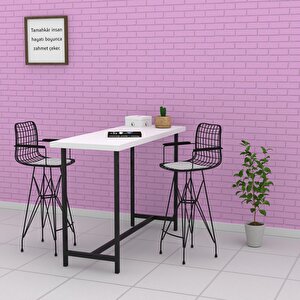 Knsz Kafes Tel Bar Sandalyesi 1 Li Zengin Siyahtalen Kolçaklı 75 Cm Oturma Yüksekliği Ofis Cafe Bahçe Mutfak