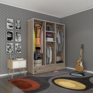 Giysi Dolabı 3 Bölmeli 3 Çekmeceli Hamit150 Crd Dolap Kapaksız Cordoba