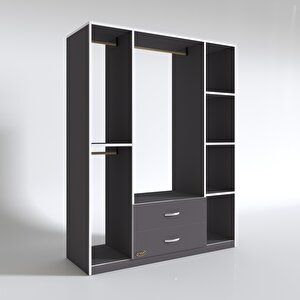 Giysi Dolabı Orhan 175*120*40 Gri Gardırop 2 Çekmeceli Gri