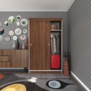 Gardırop Sürgülü Kapaklı Kapılı Karanfil110 Cvz Gardolap Dolap Ceviz